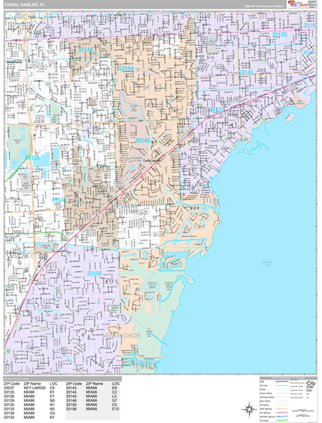 Coral Gables Wall Map